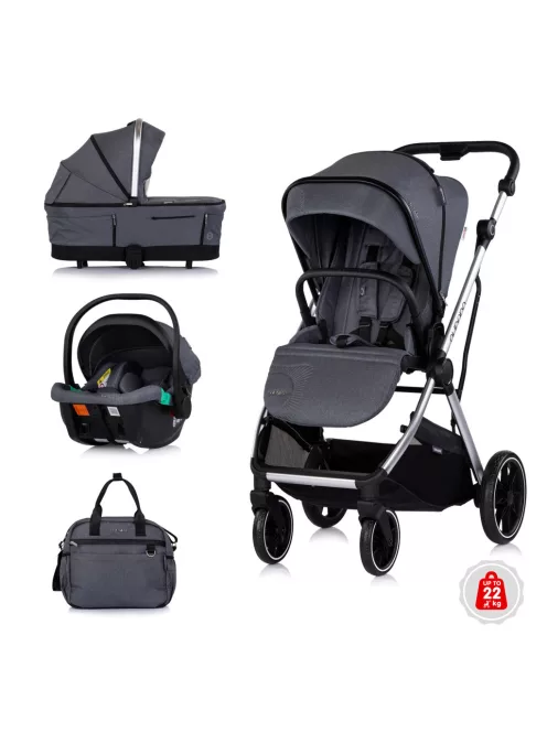 Chipolino Aurora 3az1-ben multifunkciós babakocsi - Charcoal