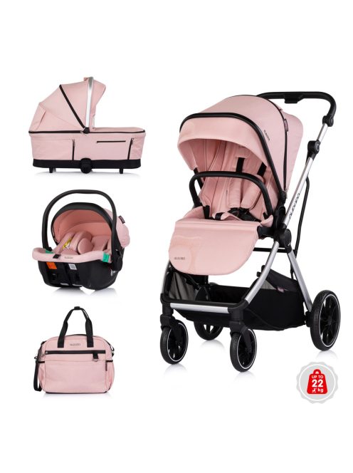 Chipolino Aurora 3az1-ben multifunkciós babakocsi - Powder pink