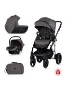 Chipolino Imperium 3 az 1-ben újszülött babakocsi - Charcoal