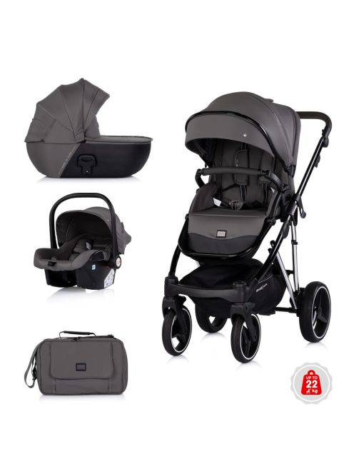 Chipolino Imperium 3 az 1-ben újszülött babakocsi - Charcoal