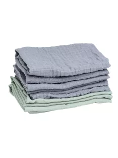 Mininor pamut textilpelenka 70x70 cm 6 db - szürke/zöld