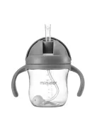 Mininor szívószálas itatópohár 220 ml - szürke