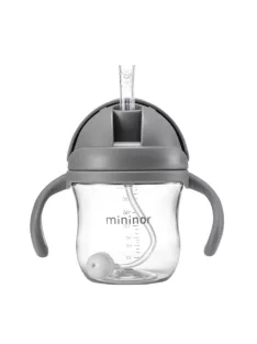 Mininor szívószálas itatópohár 220 ml - szürke