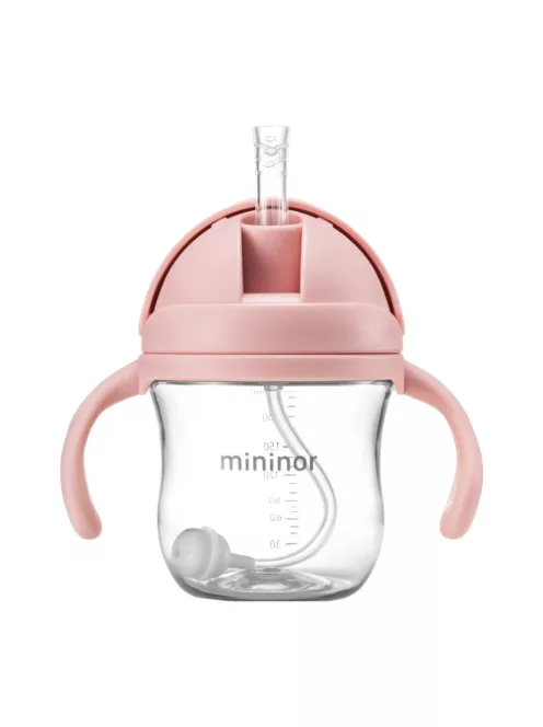 Mininor szívószálas itatópohár 220 ml - rózsaszín