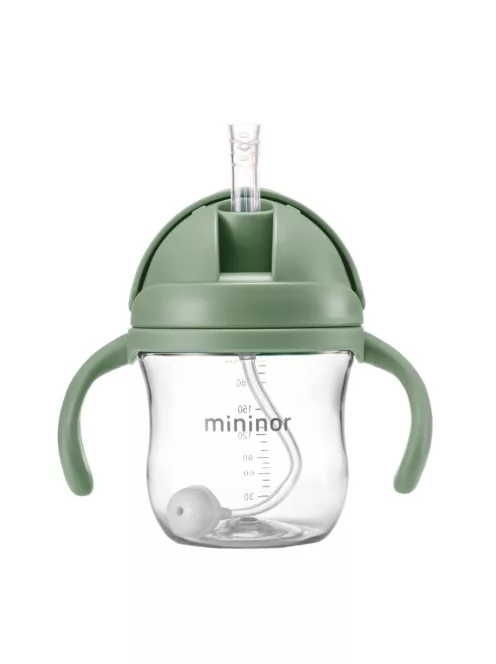 Mininor szívószálas itatópohár 220 ml - zöld
