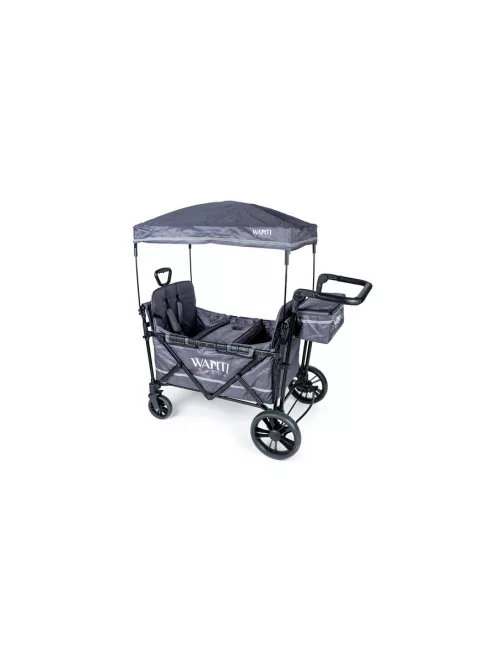 Wapiti Wagon PLUS, üléses, szürkéskék | 2 személyes testvérkocsi extra ülésekkel és tálcával