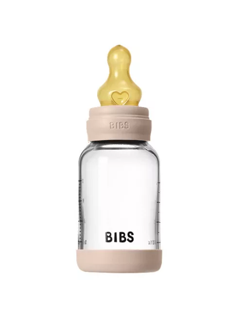 BIBS Cumisüvegszett 120ml natúr kaucsuk cumifejjel - Púderrózsaszín