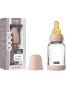 BIBS Cumisüvegszett 120ml natúr kaucsuk cumifejjel - Púderrózsaszín
