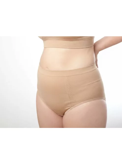 MomCare Császármetszés utáni Hasleszorító Bugyi beépített C-Satin panellel a heg körül - bézs L-XL