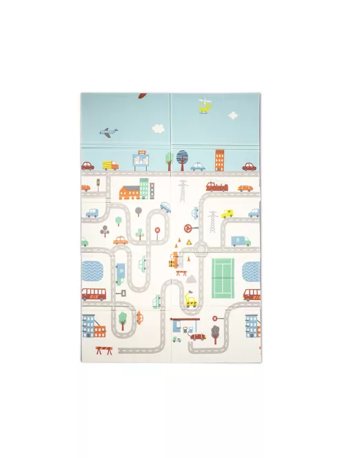 Lorelli Összehajtható 2 oldalas thermo játszószőnyeg 120x180cm - City Road Blue