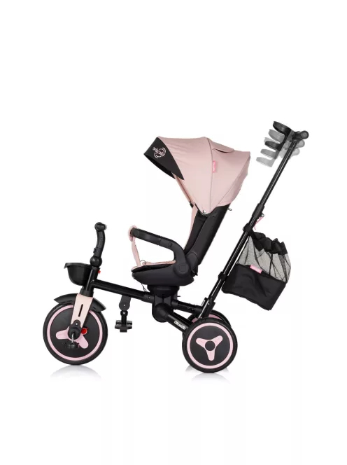 Chipolino Twisfold összecsukható tricikli 360° forgatható üléssel - powder pink