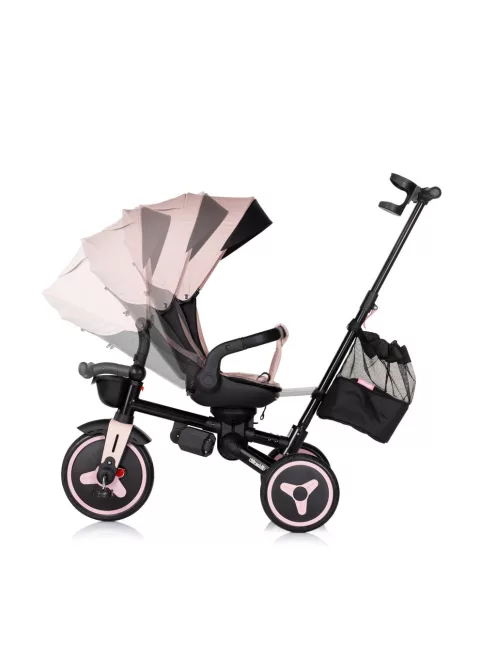 Chipolino Twisfold összecsukható tricikli 360° forgatható üléssel - powder pink