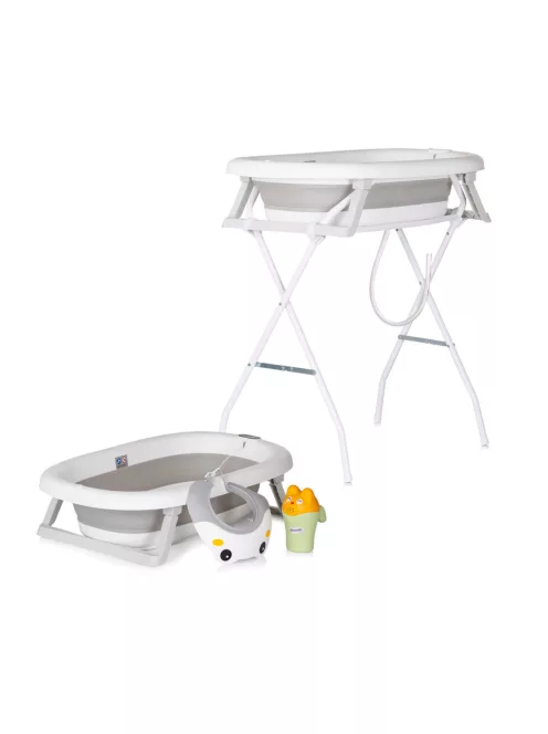 Chipolino Aqua Care kád állvánnyal, öblítőpohárral és hajmosó sapkával 78 cm - grey