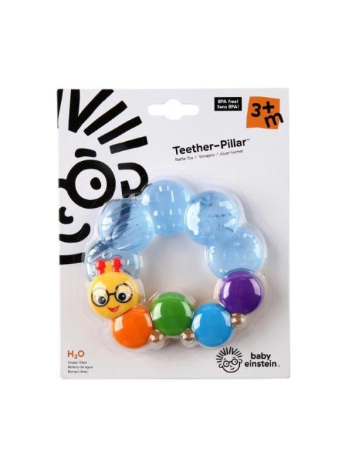 Baby Einstein vízzel töltött rágóka, Teether-pillar, kék, 3 hó+