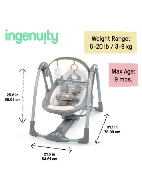 INGENUITY Átalakítható utazó hinta dallamokkal Bella Teddy™ 0m+ 9kg-ig
