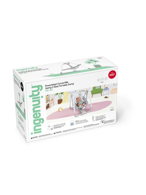 INGENUITY Átalakítható rezgő hinta dallamokkal és adapterrel, Swell™, 2in1, 0 hó+, 9 kg-ig