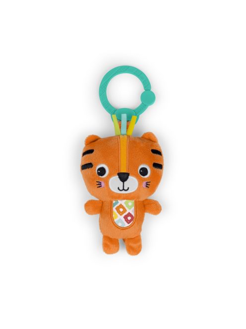 Bright Starts Plüss csörgő tigris C-karikán, Jingle Joy™, 0 hó+
