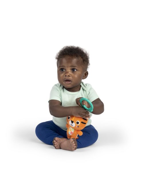 Bright Starts Plüss csörgő tigris C-karikán, Jingle Joy™, 0 hó+