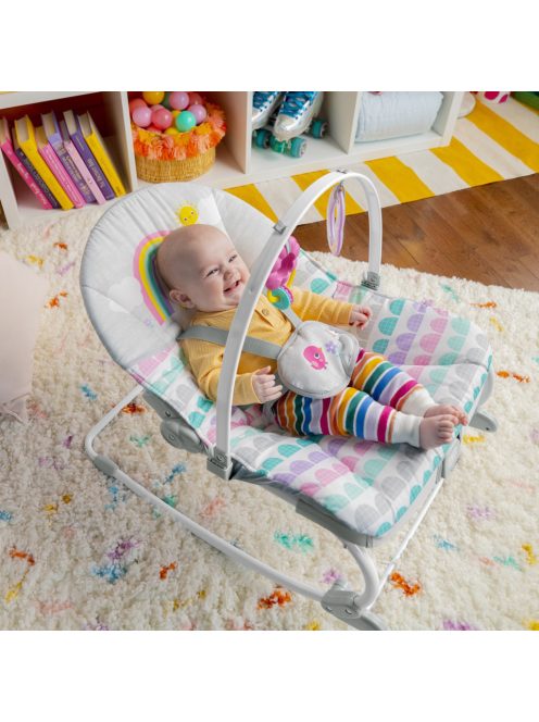 Bright Starts Rezgő hintaszék, Rosy Rainbow™, 0 hó+ 18 kg-ig