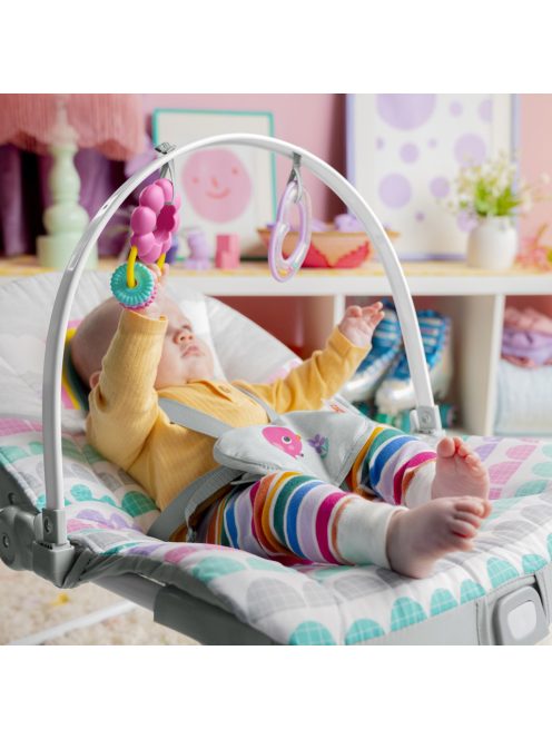 Bright Starts Rezgő hintaszék, Rosy Rainbow™, 0 hó+ 18 kg-ig