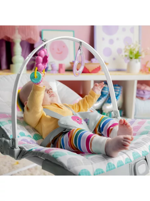 Bright Starts Rezgő hintaszék, Rosy Rainbow™, 0 hó+ 18 kg-ig