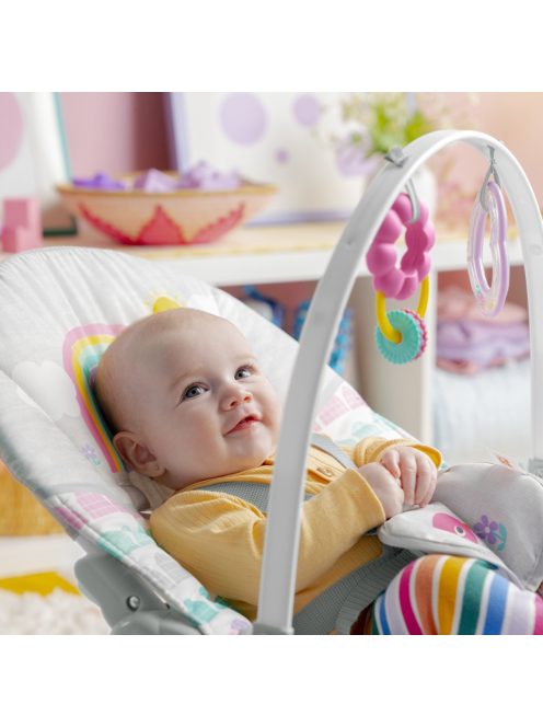 Bright Starts Rezgő hintaszék, Rosy Rainbow™, 0 hó+ 18 kg-ig