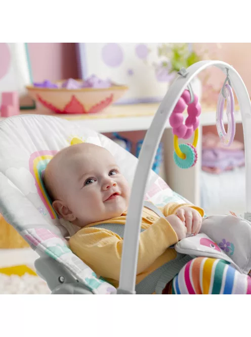 Bright Starts Rezgő hintaszék, Rosy Rainbow™, 0 hó+ 18 kg-ig
