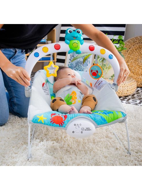 BABY EINSTEIN Zenélő rezgő pihenőszék fényekkel Kick to It Neptune 9 kg-ig