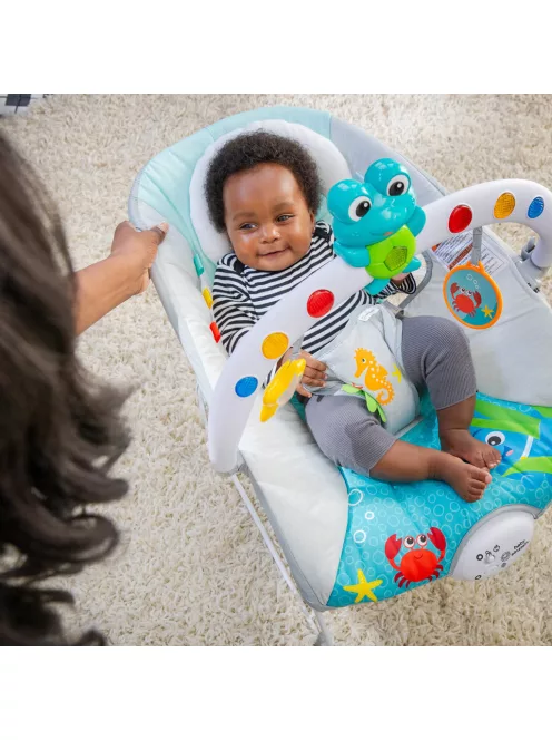 Baby Einstein Zenélő rezgő pihenőszék fényekkel Kick to It Neptune 9 kg-ig