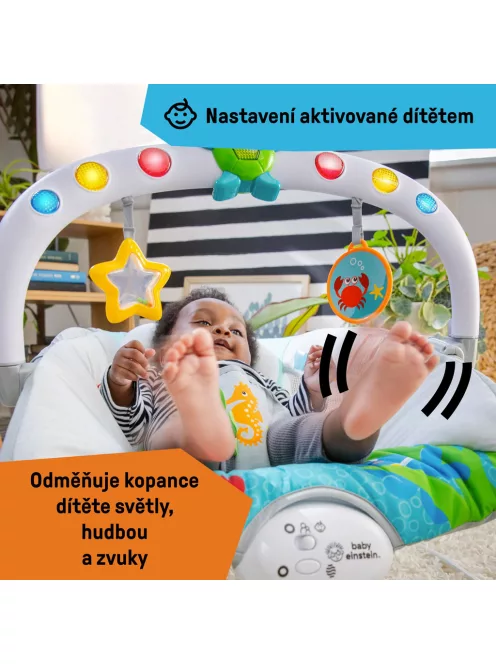 Baby Einstein Zenélő rezgő pihenőszék fényekkel Kick to It Neptune 9 kg-ig