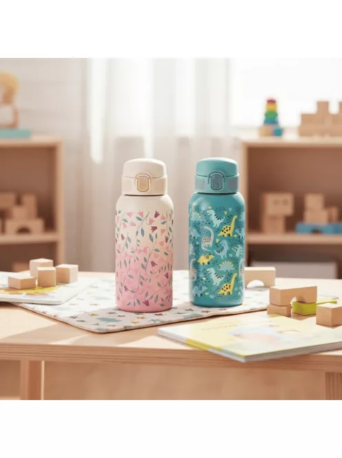 Petite&Mars Rozsdamentes acél termoszpalack ivócsőrrel 500 ml Dino Park 36m+