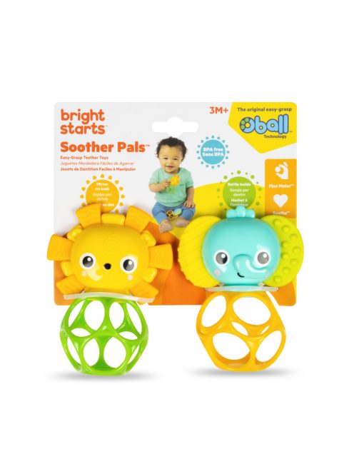 Oball Játék, rágóka, Soother Pals™, Easy-Grasp, 2 db, 3 hó+