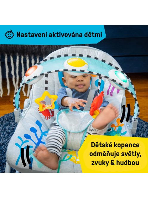 BABY EINSTEIN Zenélő rezgő pihenőszék Kick to It Opus 18kg-ig