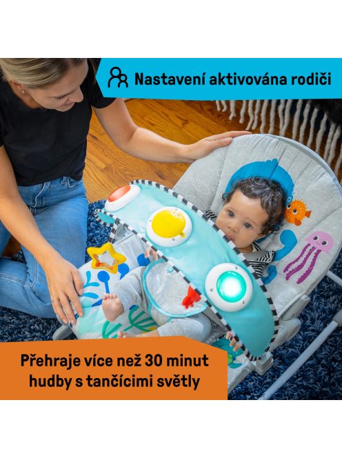 BABY EINSTEIN Zenélő rezgő pihenőszék Kick to It Opus 18kg-ig