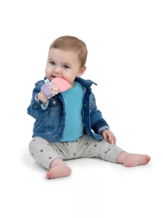   INGENUITY Bagoly mintás rágóka kesztyűvel BPA-mentes 3 hó+ - rózsaszín
