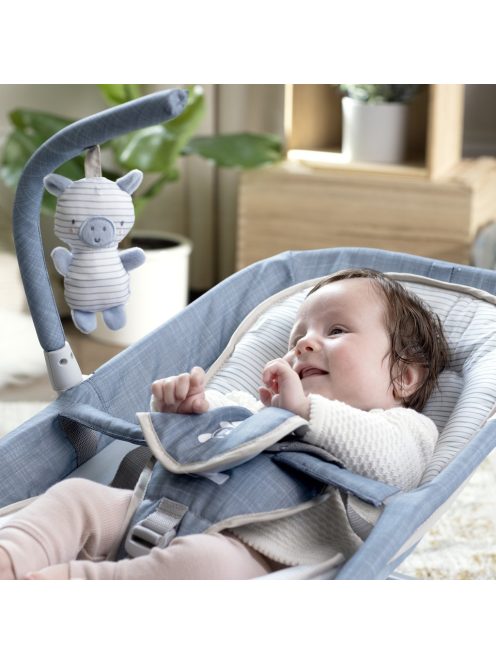 INGENUITY Rezgő masszázs pihenőszék dallamokkal, Happy Belly™, Rock-to-Bounce, Chambray, 0 hó+, 9 kg-ig