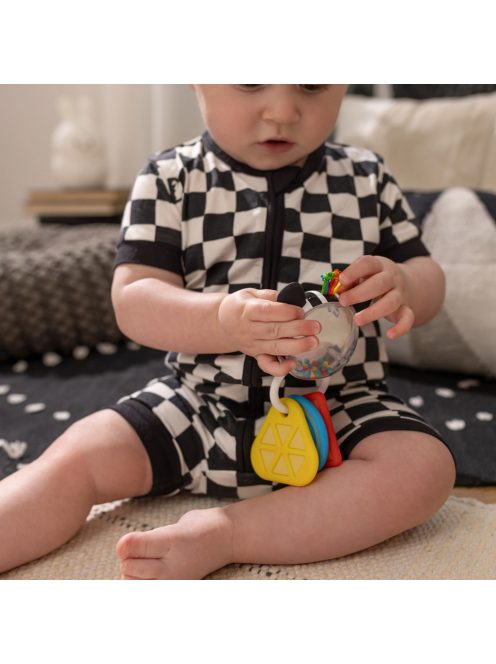 BABY EINSTEIN Rágóka csörgővel zebra Zen™ Shake-a-Shape BPA mentes 0hó+