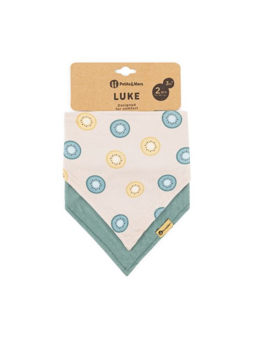 PETITE&MARS Nyálkendő Luke 2 db Beige Kiwis&Misty Green 3hó+