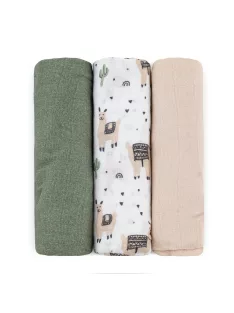  Petite&Mars Bambusz muszlin 3db-os pelenka szett Moussy Llama Vibes 68 x 68 cm