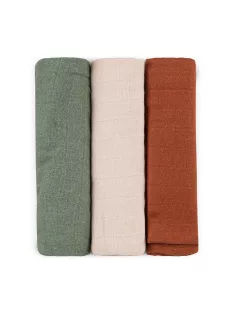   Petite&Mars Bambusz muszlin 3db-os pelenka szett Moussy Earth Tones 68 x 68 cm