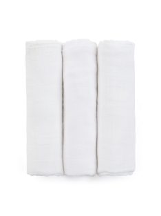   Petite&Mars Bambusz muszlin 3db-os pelenka szett, Moussy Total White, 68 x 68 cm