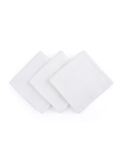 Petite&Mars Bambusz muszlin 3db-os pelenka szett, Moussy Total White, 68 x 68 cm