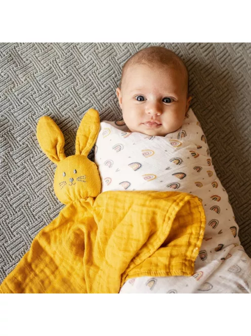 Petite&Mars Bambusz muszlin szundikendő Hugo Pink Meadow 0m+