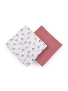 Petite&Mars Bambusz muszlin 2db-os pelenka szett, Misty Rose Rainbow, 120 x 120 cm