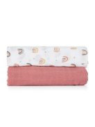 Petite&Mars Bambusz muszlin 2db-os pelenka szett, Misty Rose Rainbow, 120 x 120 cm