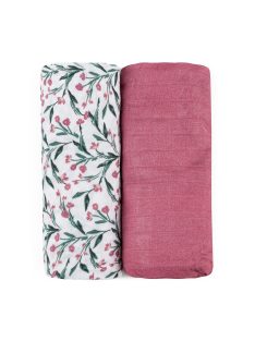   Petite&Mars Bambusz muszlin 2db-os pelenka szett Misty Pink Meadow 120 x 120 cm