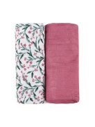 Petite&Mars Bambusz muszlin 2db-os pelenka szett Misty Pink Meadow 120 x 120 cm