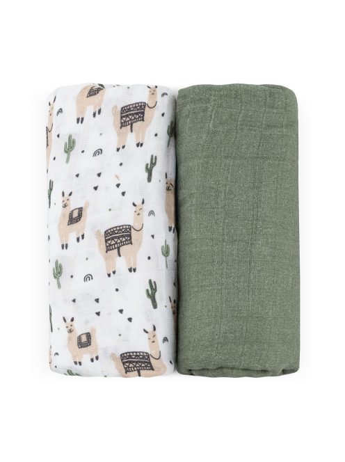 Petite&Mars Bambusz muszlin 2db-os pelenka szett Misty Llama Vibes 120 x 120 cm