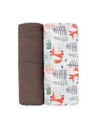 Petite&Mars Bambusz muszlin 2db-os pelenka szett Misty Forest Fox 120 x 120 cm