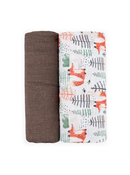 Petite&Mars Bambusz muszlin 2db-os pelenka szett Misty Forest Fox 120 x 120 cm